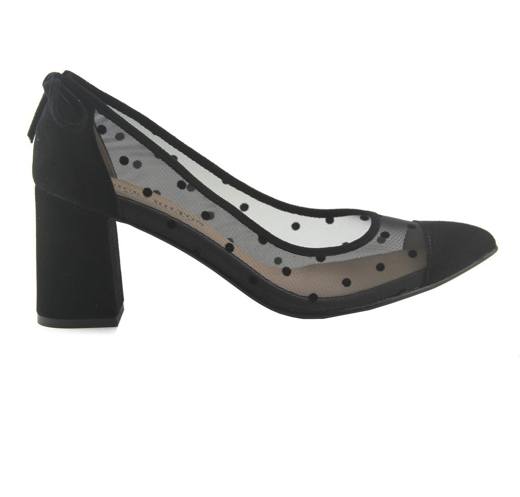 Holly - Black Polka Dot Mesh